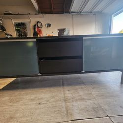TV Stand With Drawers And Glass Compartments