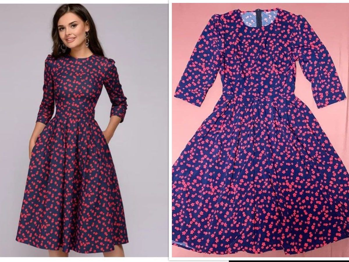 Retro Floral Dress With Pockets