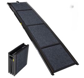Folding Dog Ramp for Cars, 63" Non-Slip Pet Ramp, 250 lb Capacity, Portable 4-Fold for SUV Truck