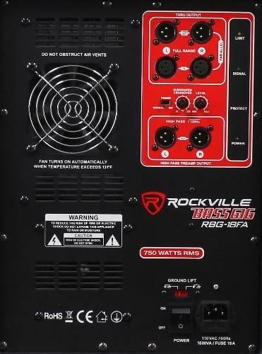 Rockville RBG18FA 18" 3000w Active Powered Pro Subwoofer Folded Horn PA/DJ Sub