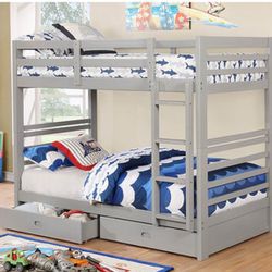 TWIN/TWIN BUNK BED   (Mattress not included)