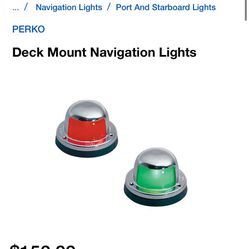 Perko Deck Mount Marine Navigation Red & Green Lights, used 