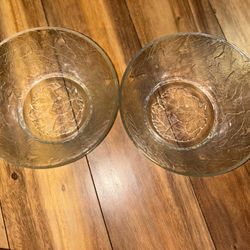 Tiara Clear Glass Bowls Embossed With Autumn Leaves 