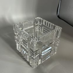 Brand New Beautiful Marquis by Waterford Crystal Cubist Square Glass Vase Candle Holder