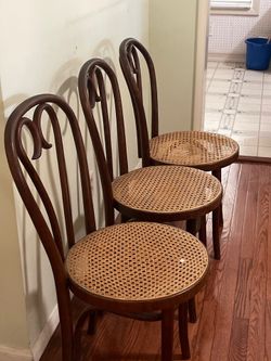 (3) Thonet Cane Sweetheart Chairs
