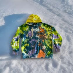 RipNDip Psychedelic Tie Dye Nermal Fleece Skateboard Sweatshirt Hoodie Sz. Small