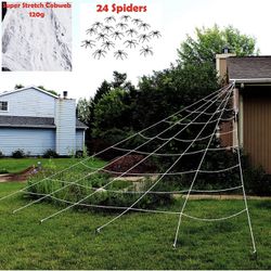 Halloween Decorations, 23X18 ft Triangular Mega White Spider Web for Outdoor Halloween Decor Yard