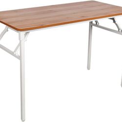 New- Folding Computer Foldable Writing & Study Table for Home & Office Desk Use-Teak & White, 55",
