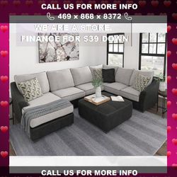 Bilgray - Pewter - 3pc Sectional Sofa w/ Chaise