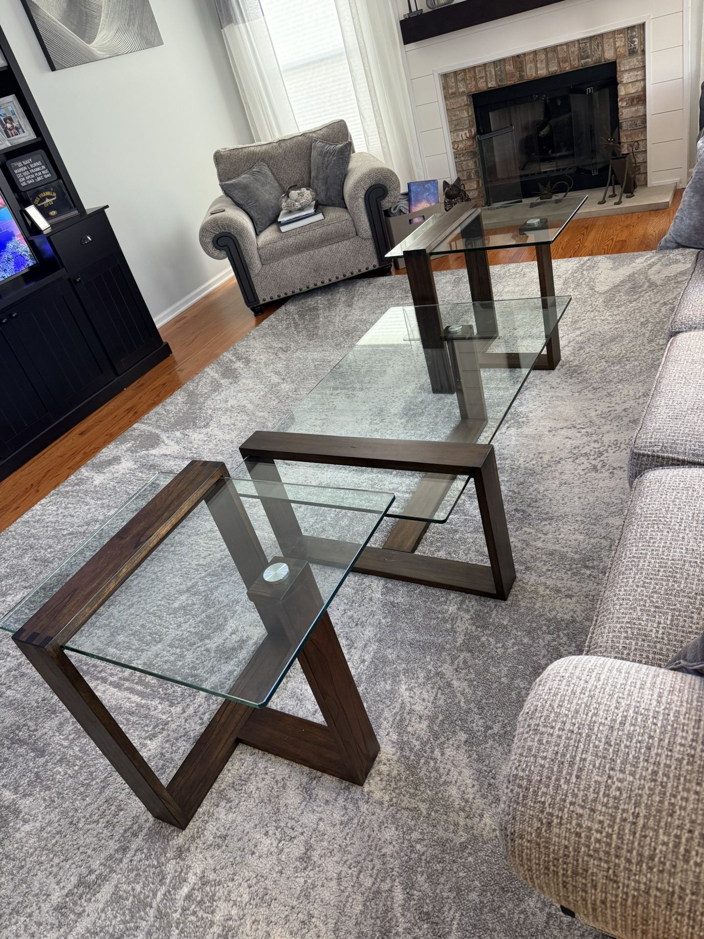 Glass Modern Coffee Table Set.