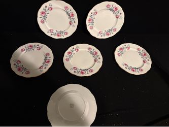Set of 6 Rosyln Floral Fine Bone China Salad Plates