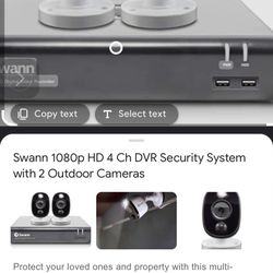 Swann 1080p HD 4 Ch DVR Security  System with 2 Outdoor  Cameras