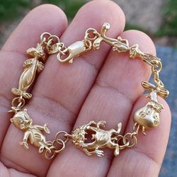 14k Yellow Gold Looney Tunes Bracelet 7"