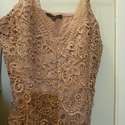 Irish Basic Crochet Lace Spaghetti Strap Mauve Bodysuit Size Large New With Tag