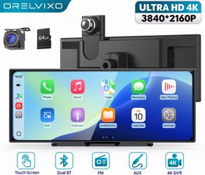 Wireless Apple Carplay Screen for Car With Dash Cam