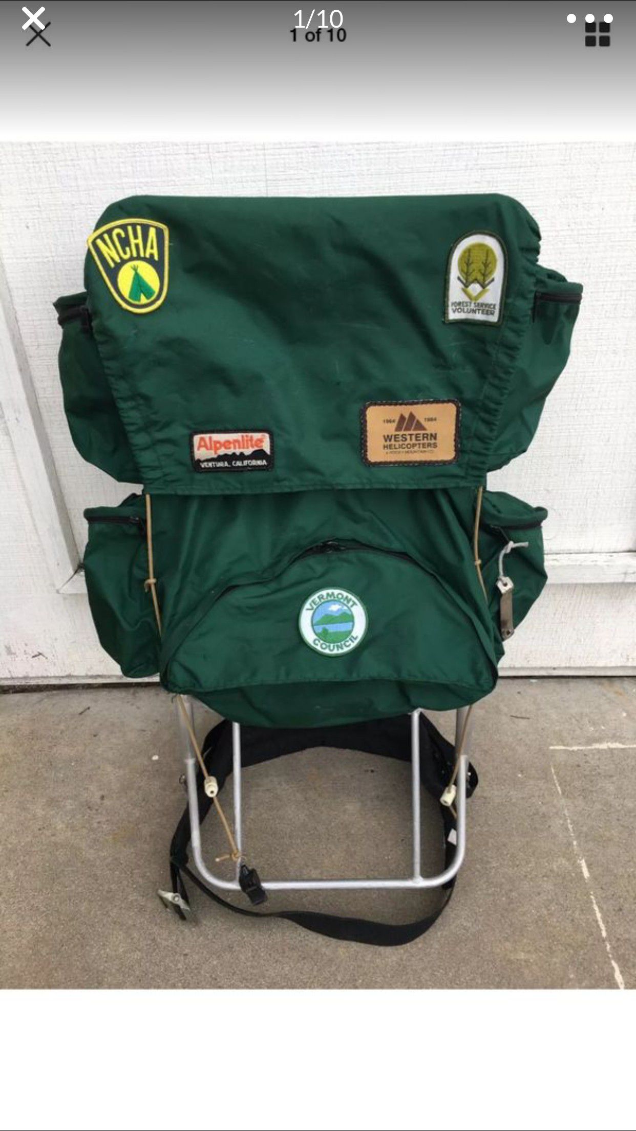 Vintage Hiking Backpack with vintage patches