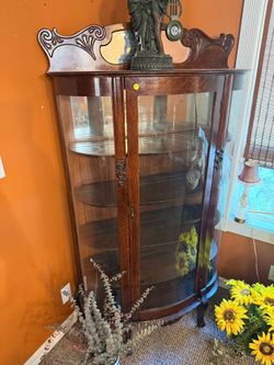 Gorgeous Curved Glass Curio Cabinet