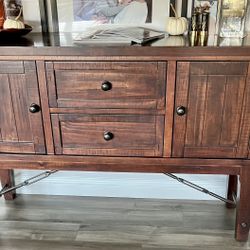 🌿 Solid Wood Rustic Buffet / Sideboard / Console Table – $295