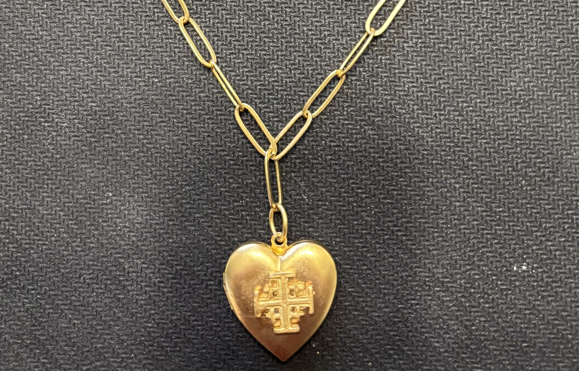 Susan Shaw Heart Locket Pendant On Paperclip Chain