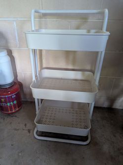 Plastic White 3-tier Rolling Utility Cart