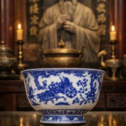 Chinese Blue White Bowl Home Decor Antique Vintage Collectible