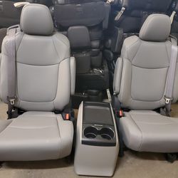 BRAND NEW GRAY LEATHER BUCKET SEATS WITH SEATBELTS AND CONSOLE 