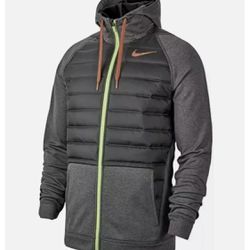 Nike Therma Winterized Size L Full Zip Training Hoodie Black Green BV6298-032