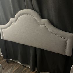 Queen Sized Grey Headboard With Silver Studs 
