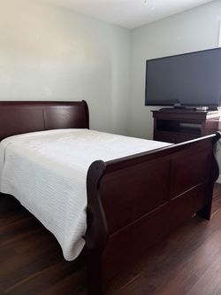 Queen Sized Bedframe, Mattresses and Nightstand Drawer.