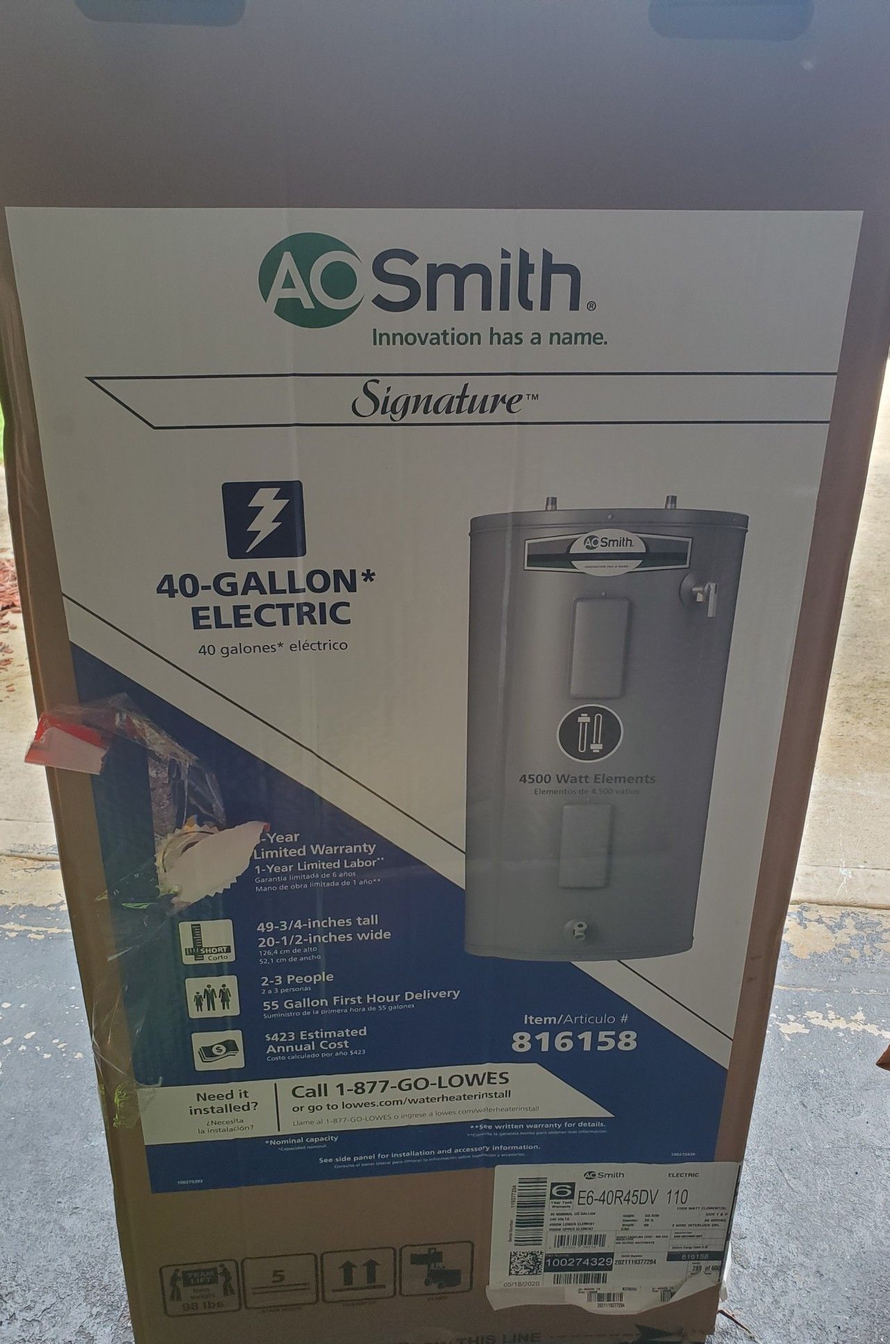 A.O. Smith Signature 40-Gallon Electric water heater