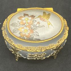 Vintage Japanese Art Music/Trinket Box, Velvet-Lined, Hummingbird and Flowers   This vintage Japanese art music/trinket box is a beautiful addition to