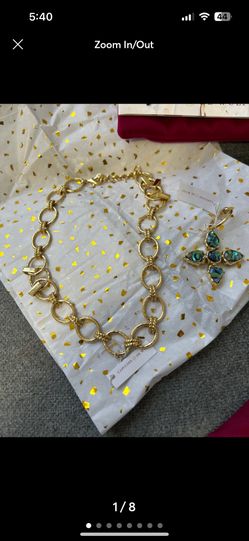 Capucine  de wulf Cleopatra Grande Hammered Link Necklace, 18" Aurora Reversible Pendant