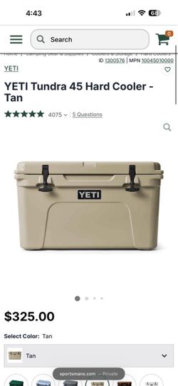 Yeti Tundra 45 Tan color