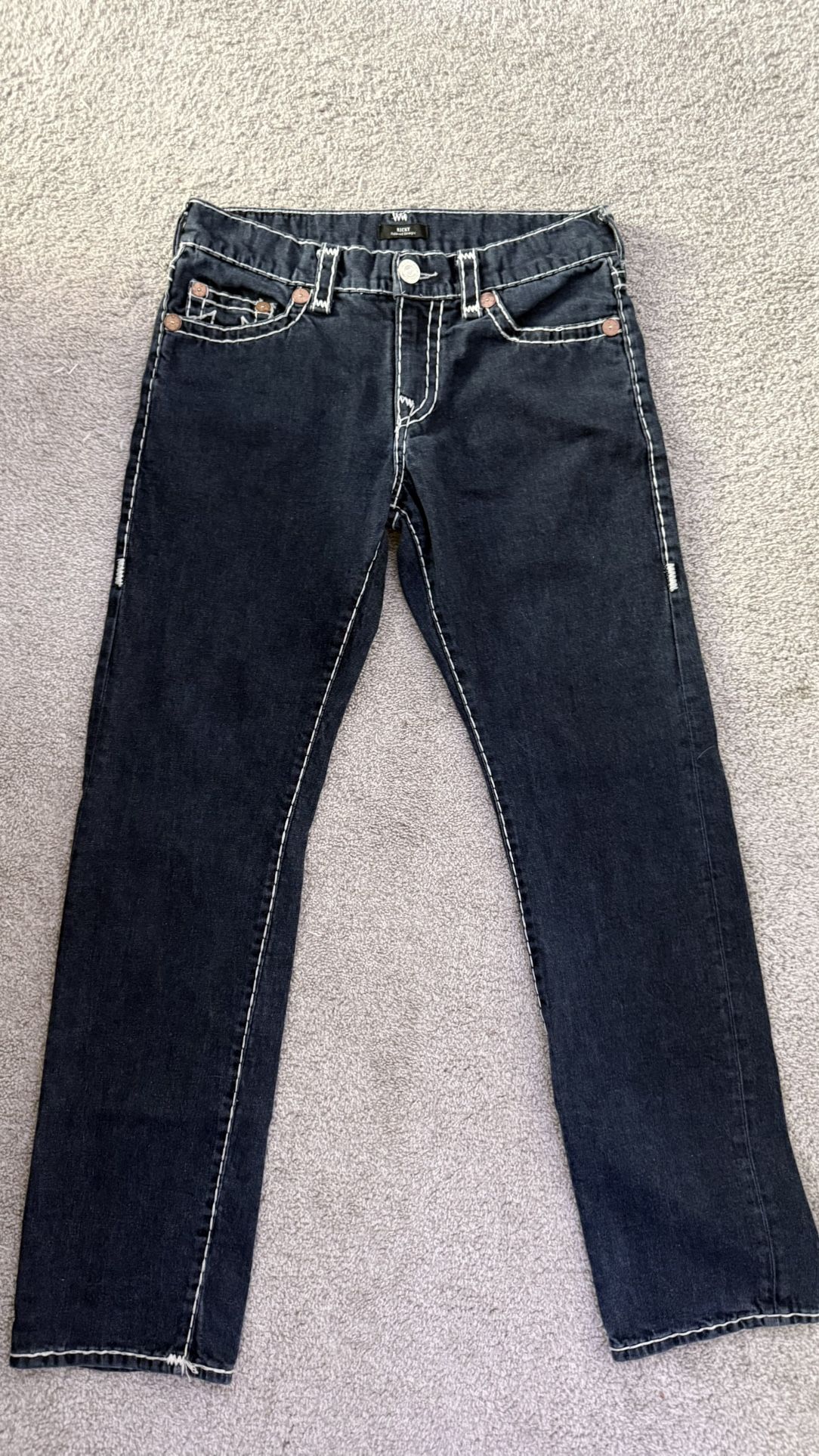 True Religion Ricky Relaxed Straight Jeans Dark Wash Size 32