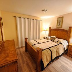 3 Pcs Solid Wood Queen Bedroom Set