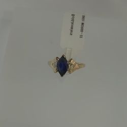 Marquise Cut & Sapphire Ring 