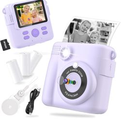 Camera Instant Print, Kid Camera with 32GB SD Card 1080P HD Video MP3 Music, Printable Camera Instant Photos for 6 7 8 9 10 11 12 Year Old Girl Birthd