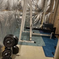 Weight Beach With Leg Exension, Lift Bar With 300 Lbs Of Steel Weights