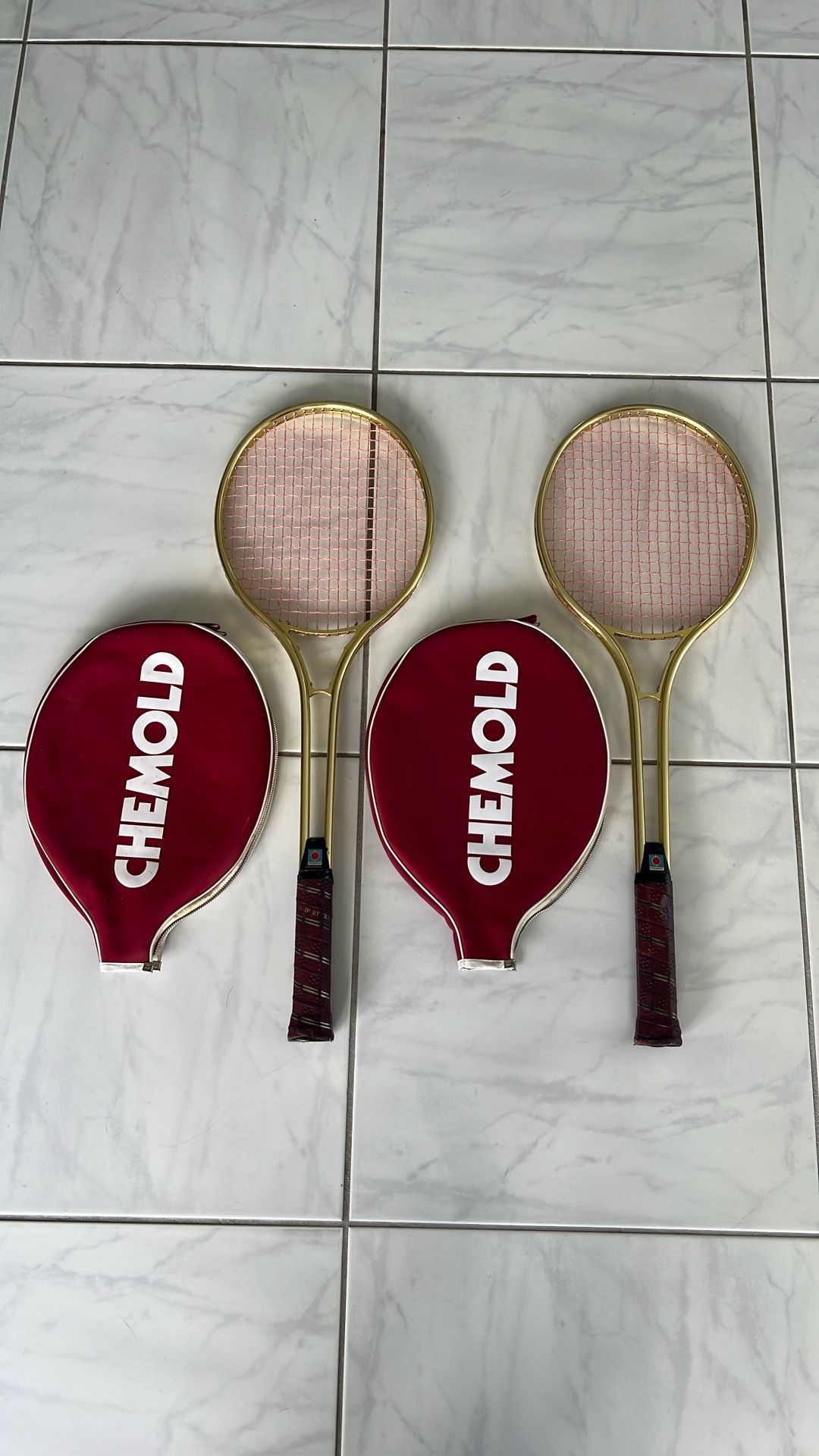 2 CHEMOLD vintage Tennis Rackets With Covers 