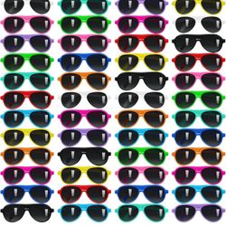 TOODOO 60 Packs Kids Sunglasses Bulk Neon Sunglasses for Kids and Adults Glasses with Dark Lenses 80's Style for Party 