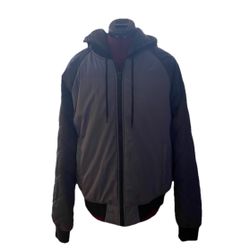 American Rag black and grey hooded bomber jacket. Men’s Large