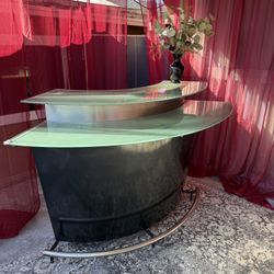 Glass Top Stainless Steel Bar w/ Stools