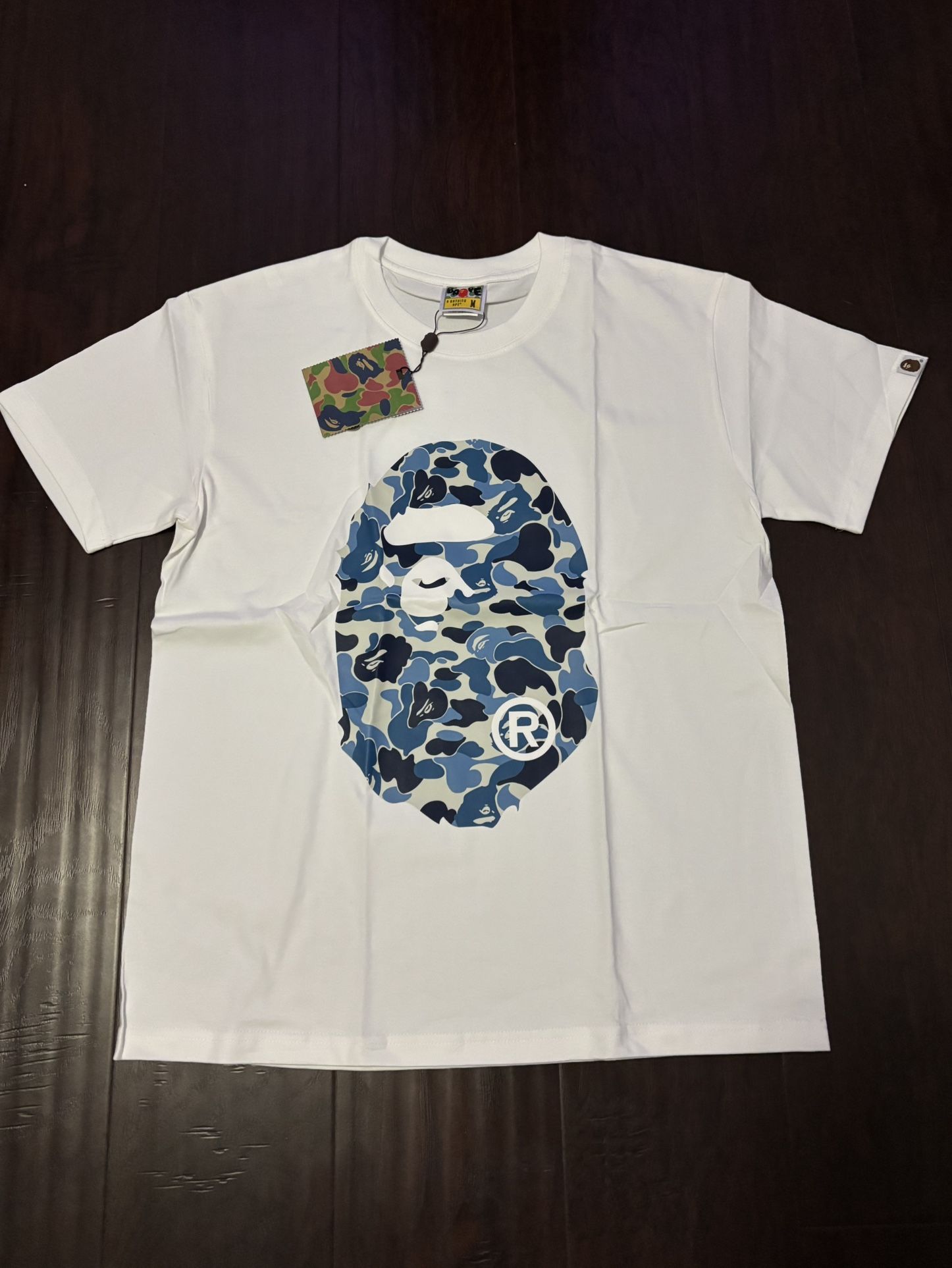 Bape White and Blue Camo Head Tee Shirt