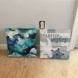 2 Beach Themed/ Starfish Canvases