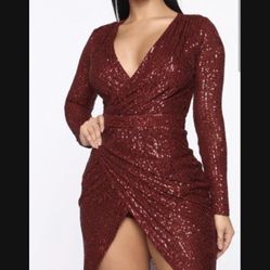 Burgundy Sequin Dress Size S