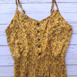 Yellow Floral Button Up Top