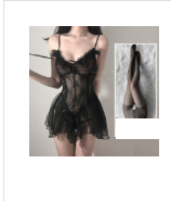 Black Lace Babydoll Set