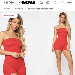 Fashion Nova Romper Red
