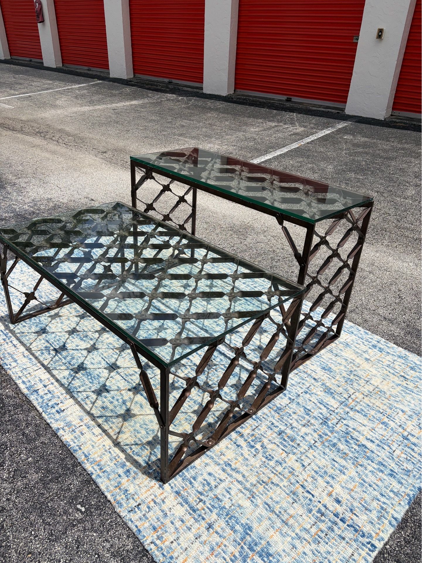 Wrought Iron Bronze Coffee Table and Console Table