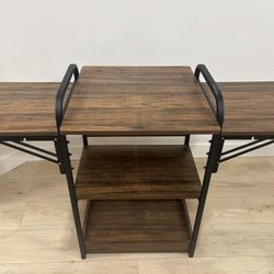 foldable drop-leaf craft / sewing / utility table with shelves